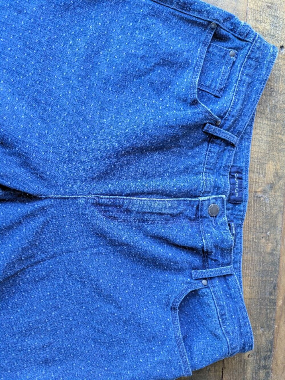 Charter Club Lexington Straight Jeans Womens 16P Blue white dots Stretch #615